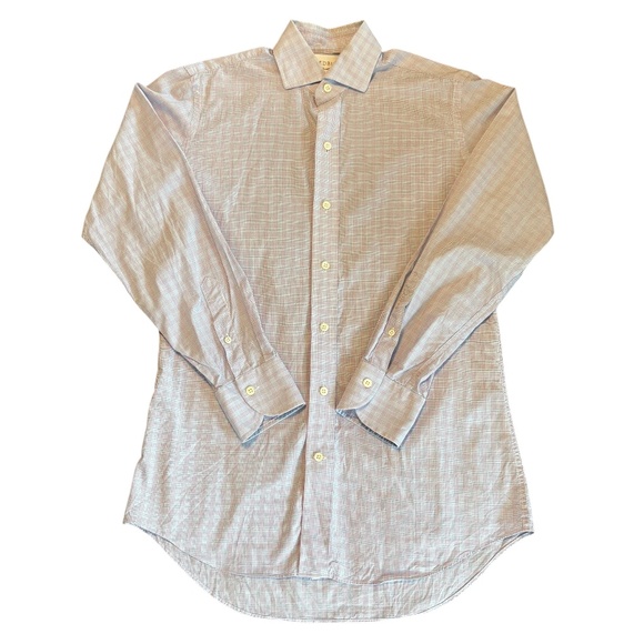 Ledbury Slim Fit Button-up Shirt, Small, 15 - Blue, Purple & White Office Preppy - Picture 3 of 10